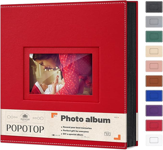 Popotop Photo Album 4x6 500 Pockets with Leather Hardcover Cover, Large Photo Album Binder Book with 50Pcs Pages for Family Travel Wedding Baby Gifts
