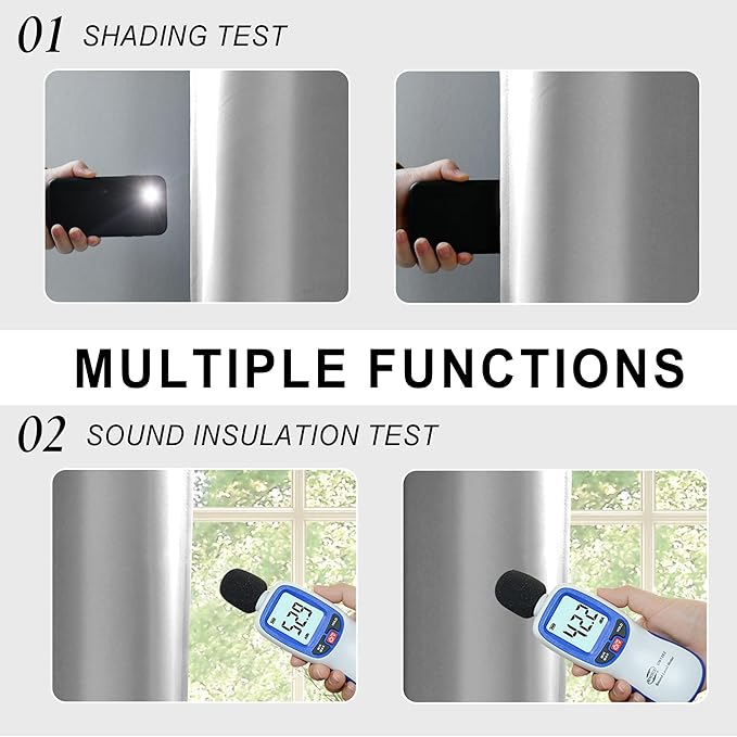 XWZO 100% Blackout Curtains 63 Inches Long with Tiebacks- Rod Pocket Heat and Full Light Blocking, Thermal Insulated Window Panels for Bedroom/Nursery, Light Grey, W60 x L63, Set of 2 Draperies