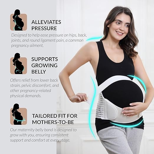 NeoTech Care Pregnancy Support Maternity Belt, Waist/Back/Abdomen Band, Belly Brace (Size XXL, Ivory Color)