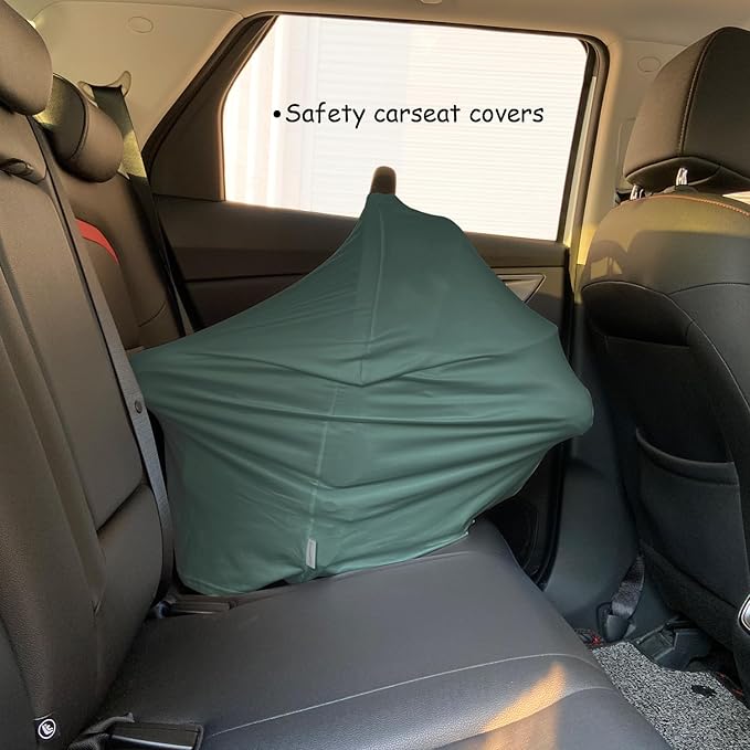 Car Seat Cover Baby for Nursing, Baby Breastfeeding Cover Carseat Canopy Covers, Solid Color Multi-use Nursing Cover for Babies (Roman Green)