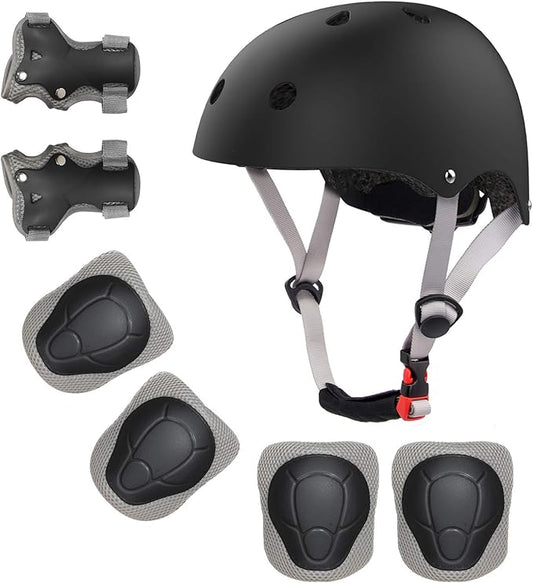 Kids Bike Helmet and Pads Set for Ages 2–14, CPSC Certified Adjustable Helmet with Knee Elbow Wrist Guards, for Skateboard, Scooter, Skating, Rollerblading, Multi-Sport Protective Gear