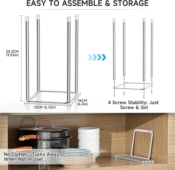Water Bottle Drying Rack Reusable Bottle Rack Dryer Kitchen Stand Holder Stainless Steels Countertop Baby Bottle Drying Rack Water Cup Drying Rack for Plastic Bags, Bottles and Cups Silver
