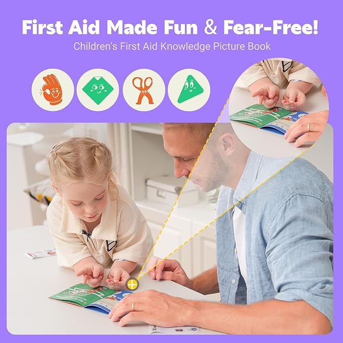 StBernard Small First Aid Kit for Kids and Adults, Medical Kit with Digital Thermometer for Home, Travel, Hiking, Backpack, 6.3x4.33x1.97in, Purple