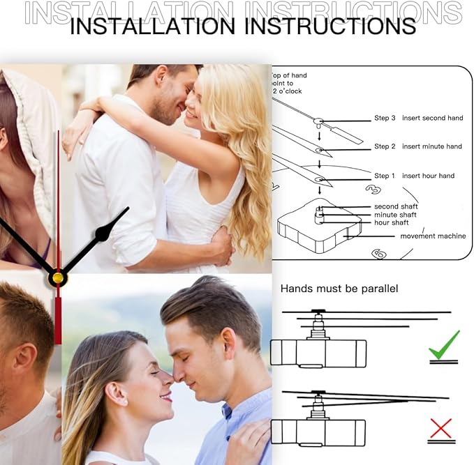 Generic Custom Wall Clock Personalized Wall Photo Customized Round Clock for Birthday Wedding Present Creative, 12inch-30cm