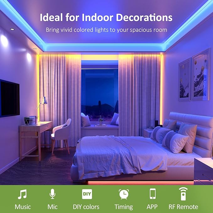 NOVOSTELLA 40ft RGB Smart LED Strip Light kit, Flexible Color Changing 360 Units SMD 5050 LEDs, 24V Tape with 24 Key Remote, Dimmable LED Ribbon for Home Lighting Kitchen Bar,UL Listed Power Supply