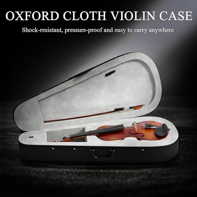 1/4 Beginner Violin Kit, Complete Violin Set with Case, Bow, Rosin, Natural