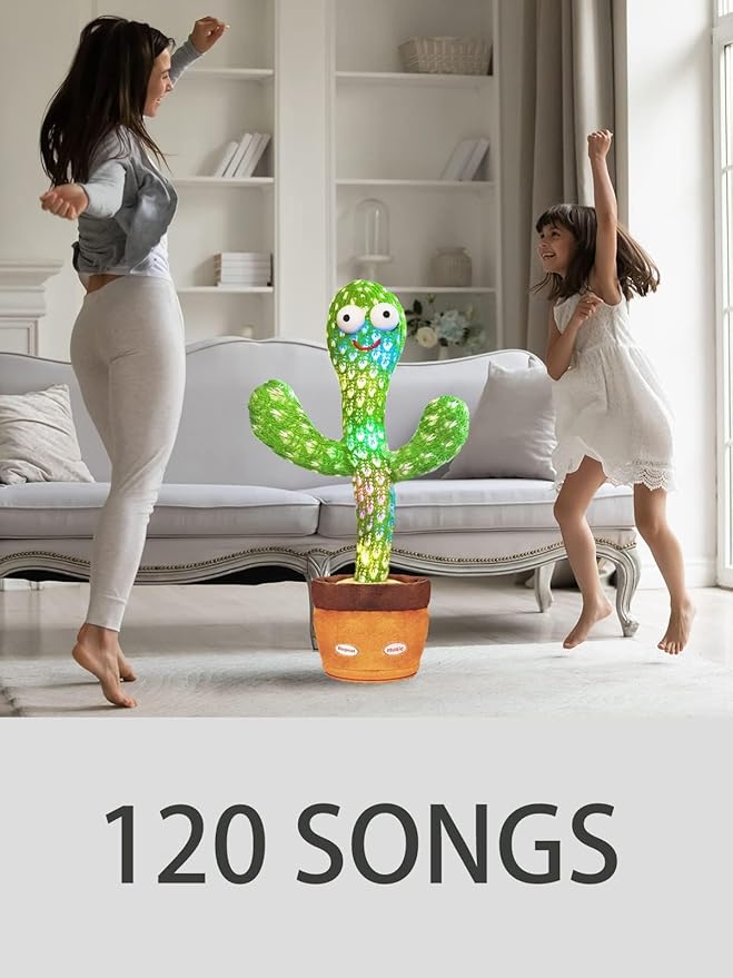 Cactus Baby Toy can be Adjusted Volume, Dancing Singing Musical Gift with LED Light. Baby Toy for Kids Talking Smart Toys, Talking Cactus Exquisite Yarn Bag Packaging