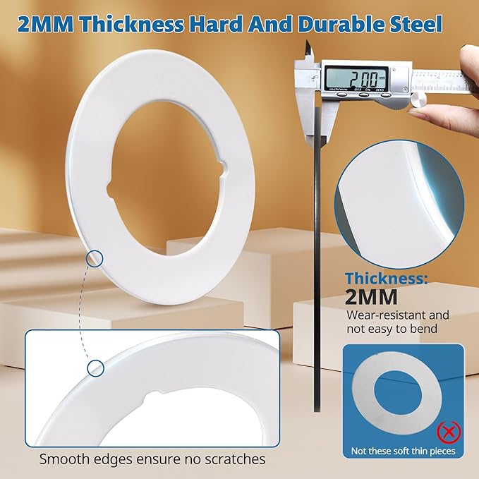 2 Pcs Upgraded Door Knob Plates with Double-Sided Tape –Thick Stainless Steel Scar Plates for Deadbolts & Knobs, Durable Door Lock Hole Covers for Fixing Loose Knobs and Damaged Areas(White)