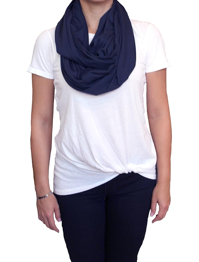 LK Baby Infinity Nursing Scarf Breastfeeding Cover Ultra Soft Premium Jersey Polyester (2pk black/navy)