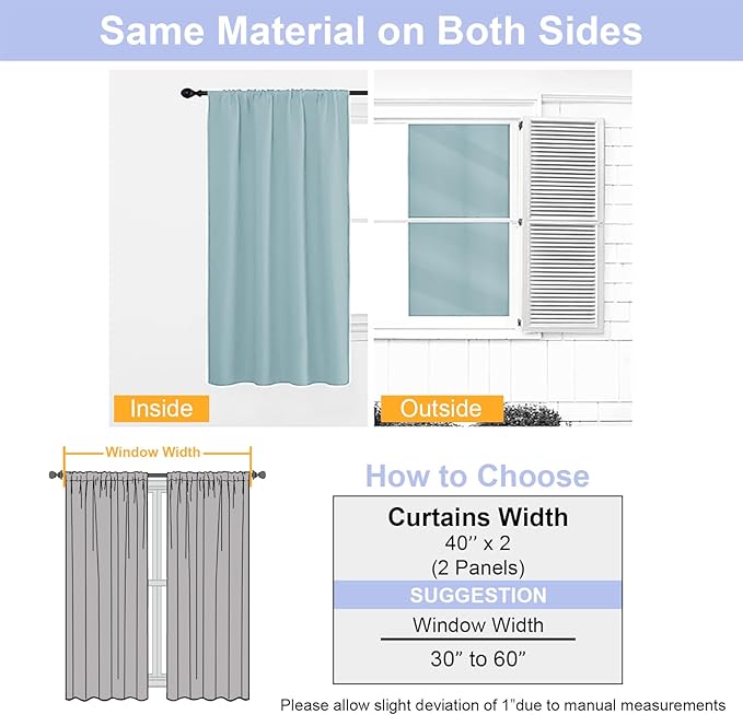 Simplebrand Ava Aqua Blackout Curtains for Bedroom 72 Inch Length 2 Panels Set, Privacy Thermal Insulated Rod Pocket Door Window Curtains for Patio French Door Front Door, W40 x L72 Inch, Aqua