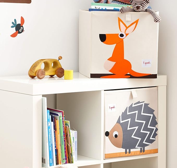 3 Sprouts Toy Storage Organizer: Toy Box Cube Organizer for Playroom, Nursery - Foldable Storage Bin - Kangaroo