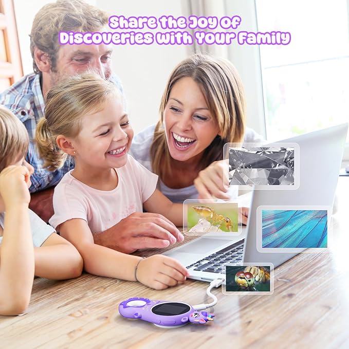 Kids Magnifying Glass with 8 Lights,Handheld Microscope for Stem Toys, Edu Gift Age 4-6 8-12 Children Students