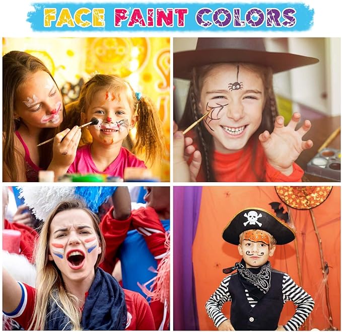 Maydear Face Painting Kit for Kids, 12 Colors Safe and Non-Toxic Large Water Based Face Body Paint - Pearl