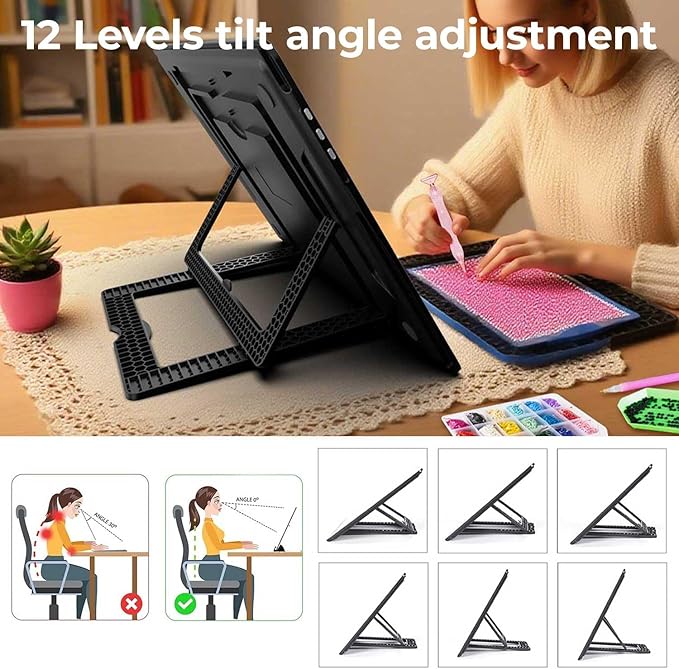 Zocelight Rechargeable A3 Light Board with Built-in Stand,Super Bright Magnetic Light Box for Tracing,Wireless Light Pad for Diamond Painting,Side Buttons,5000mAH Battery,LED Light Table for Drawing