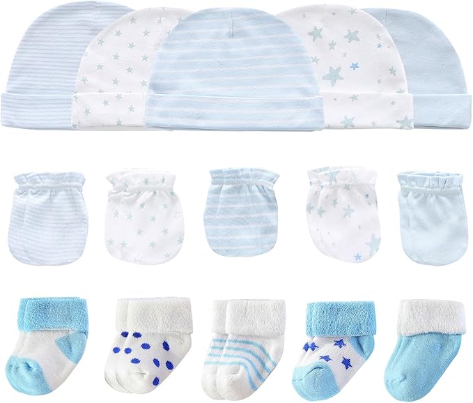 Baby Hats Mittens and Socks Set Cotton Newborn Hat Beanie Soft Infant Girls Boys Caps Gloves 0-6 month