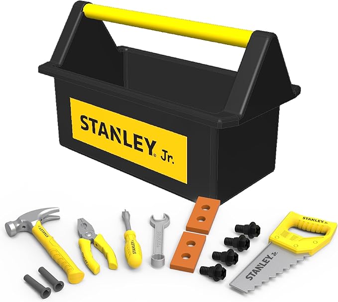 Kids Tool Box - 18-Piece Toy Tool Set for Pretend Play Fun Open Toolbox Design for Imaginative Adventures for Kids 3 and Up