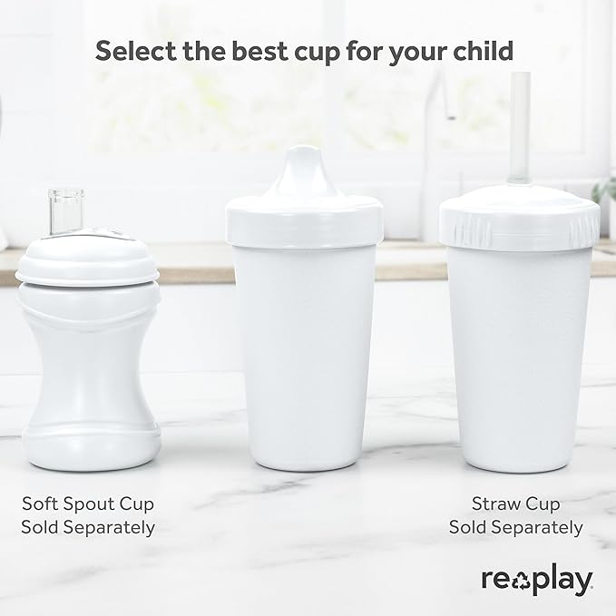 Re-Play Sippy Cups for Toddlers - 10 Oz. Reusable Spill Proof Cups for Kids, Dishwasher/Microwave Safe - Made in USA - Set of 3-3.13" x 6.25" - Patriotic
