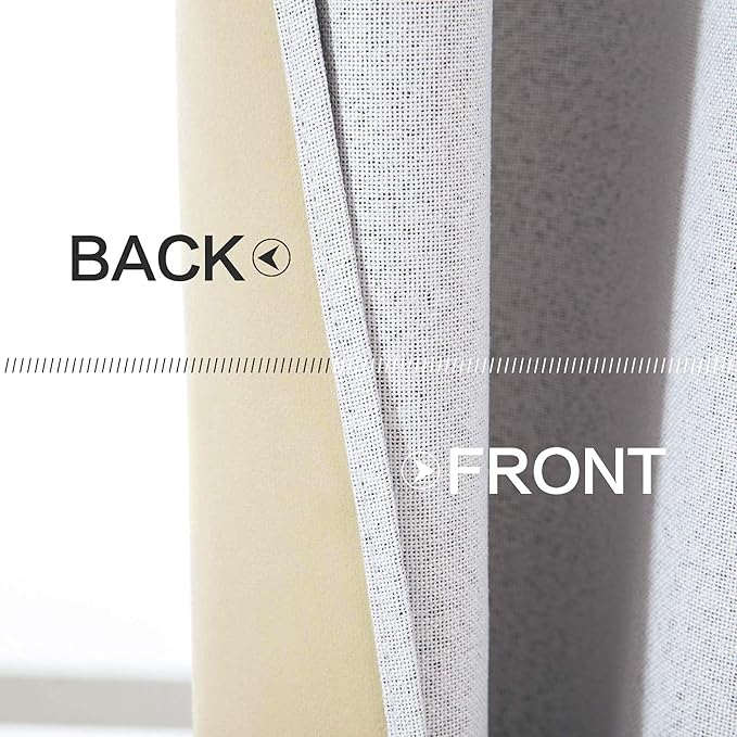 MIULEE White Blackout Curtains Linen Textured for Bedroom Nursery Thermal Insulated Room Darkening Grommet Curtains/Drapes for Living Room Decoration 52x84 Inch Grayish White 2 Panels