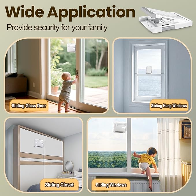 Sliding Door Lock 4 Pack, Child Safety Lock For Sliding Glass Doors, Easy To Install, Keeps Your Baby Out Of Danger, For Sliding Glass Doors, Sliding Windows, Sliding Closets, Etc (Grey)