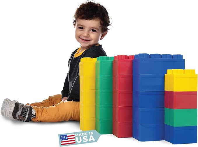 Big Blocks for Kids Ages 4-8, Indoor & Outdoor Blocks for Kids Jumbo Games, Large Building Blocks (24 PC) Beginner Set