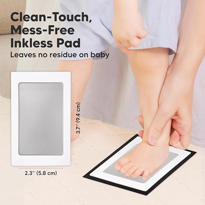 2-Pack Inkless Baby Hand and Footprint Kit - Mess Free Ink Pad for Newborn Keepsake, Dog Nose & Paw Print Kit, Clean Touch Ink Pad for Baby Hand & Footprints, Ideal New Mom Gifts (Silver)