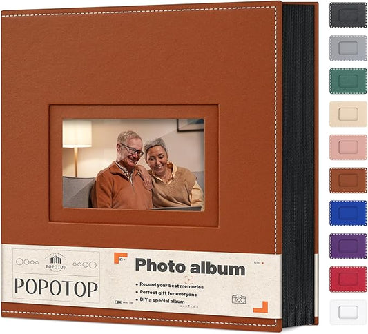 Popotop Photo Album 4x6 800 Pockets with Leather Hardcover Cover, Large Photo Album Binder Book with 80Pcs Pages for Family Travel Wedding Baby Gifts
