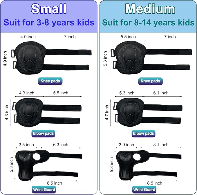 Kids Bike Helmet with DIY Stickers and Knee Pads Elbow Pads Wrist Guard Set for Ages 3-8-14 Toddler Boys Girls Helmet for Roller Skates Cycling Skateboarding Bicycle Scooter