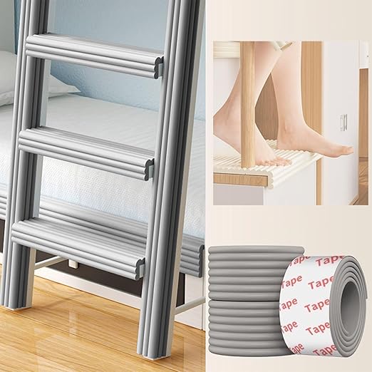 Bunk Bed Ladder Pads,Traction Treads for Stair Steps,Soft Extra-Wide Edge Protector,Self-Adhesive Bunk Bed Ladder Cover Foam Padding,Furniture 16.5 Ft Gray
