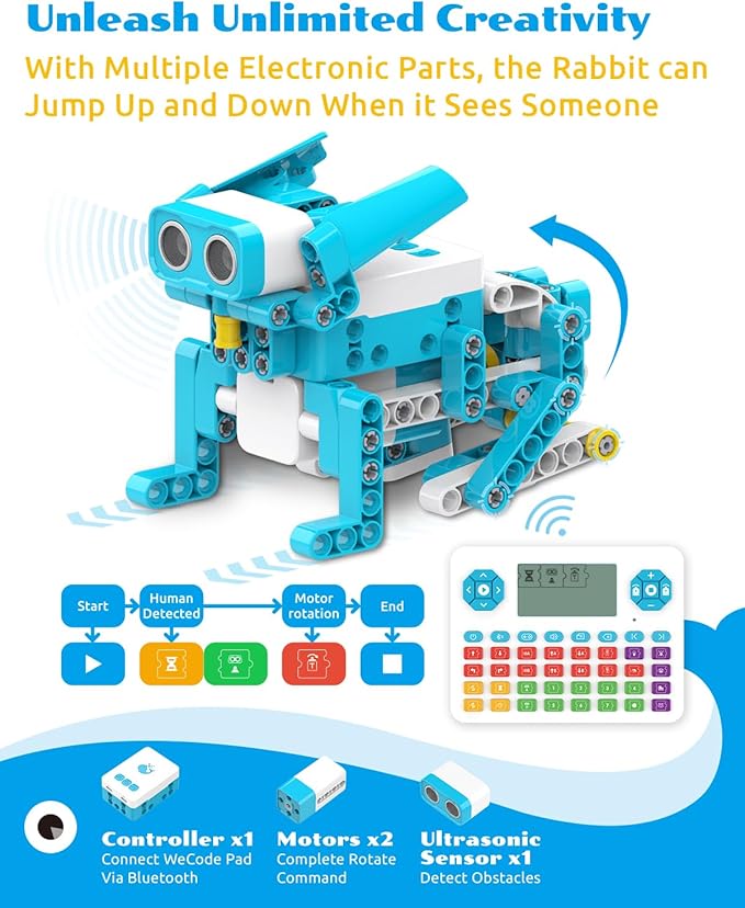 WhalesBot D3 Pro 12-in-1 STEM Wecode Pad Coding Robot Kit for Kids, 388-Piece Educational Building Set with Interactive Storytelling, Ideal Toy Gift for Boys & Girls Ages 6-8