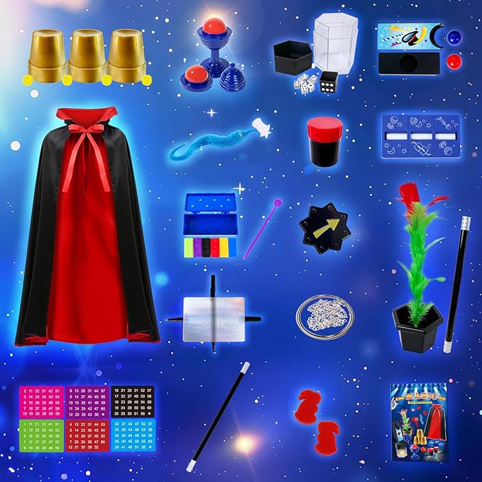Magic Kit, Magic Set with Magician Costume for Kids Age 6-8, Magic Tricks for Kids Ages 6 7 8 9 10 11 12 Year Old