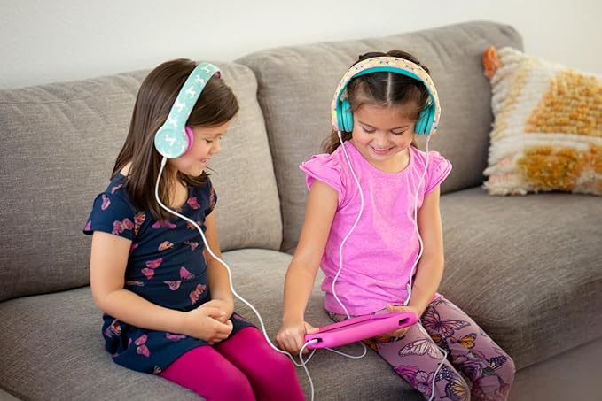 Snug Play+ Kids Headphones – Volume Limited 93dB for Safe Listening – Foldable, Durable Headphones for Toddlers, Boys & Girls – Tangle-Free Cord – Ideal for Travel, School, Tablets - Blue Camo
