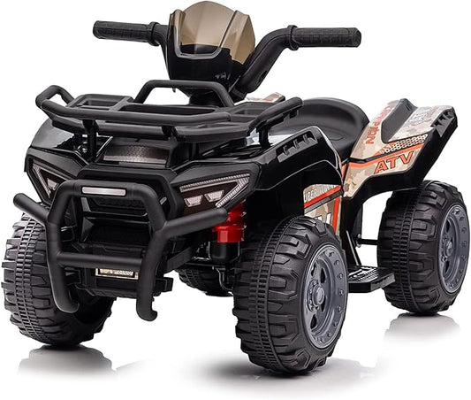 Kids ATV 4 Wheeler, 6V Ride-On Toy for Toddlers 1-3 Boys & Girls with Music, Forward & Reverse - Black