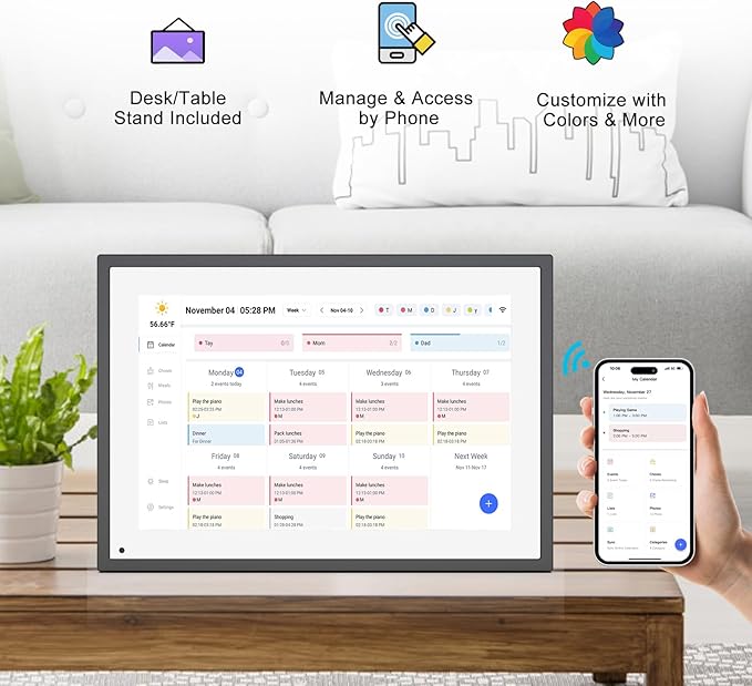 10.1 Inch Smart Digital Calendar Planner & Chore Chart, IPS HD Touchscreen Interactive Display for Family Schedules, Built-in Digital Picture Frames Function - Streamline Household Organization