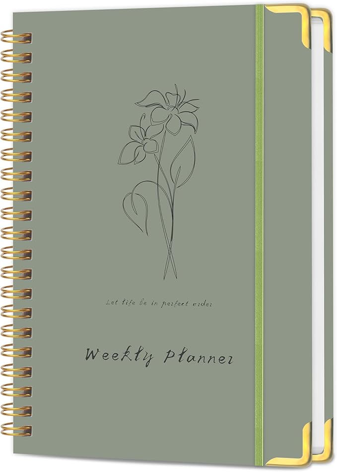 Undated Weekly Planner, Weekly To Do List Notebook with Goal & Habit Tracker Organizer, A5 5.8" x 8.0" Weekly Planner Notebook with Spiral Binding for Men or Women