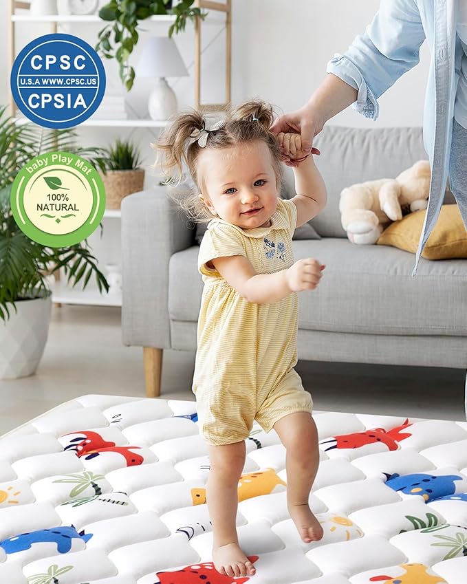 Odorless Premium Foam Baby Play Mat 79" x 59", Soft Microfiber Fabric Crawling Mat for Floor- Comfortable and Hypoallergenic, Non-Slip Cushioned Floor Playpen mat for Infants,Babies,Toddlers