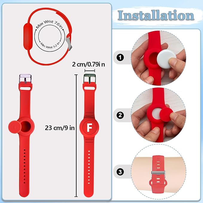 Waterproof Bracelet for AirTag Kids, Personalized Initial Letter Hidden Holder Compatible with Air Tag, Silicone Case for Airtag Adjustable Anti-Lost GPS Tracker for Toddler Child Elder, F