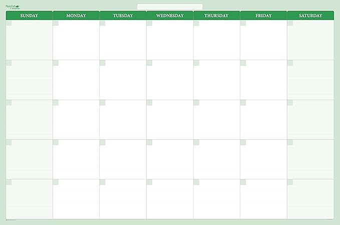 30-Day Horizontal Dry-Wet-erasable Wall Calendar 24" x 36" - Sunday-Saturday