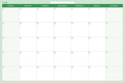 30-Day Horizontal Dry-Wet-erasable Wall Calendar 24" x 36" - Sunday-Saturday