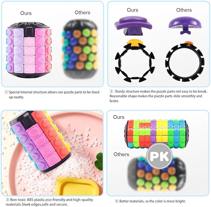 R.Y.TOYS Rotate and Slide Puzzle-Design Patent,Fidget Toys(Restore Order/Create Patterns) 8 Colors,4, 6 and 8 Layers-Detach Piece for Quick Play,Brain Teaser,Sensory Toy Gift,Easter Basket Stuffers