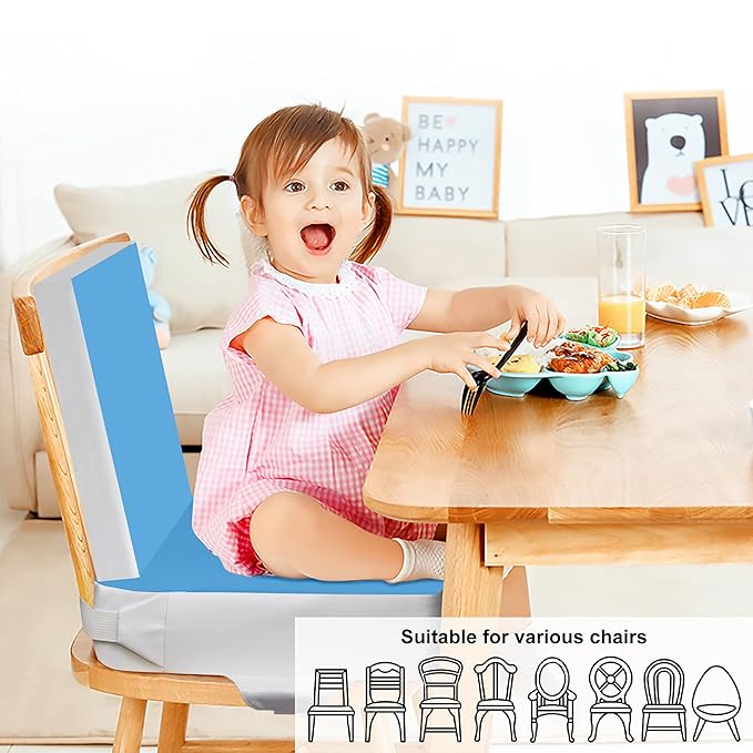 Kalawen Upgraded 2Pcs PU Washable Straps Safety Buckle Toddler Booster Seat for Kitchen Chair, Portable Travel