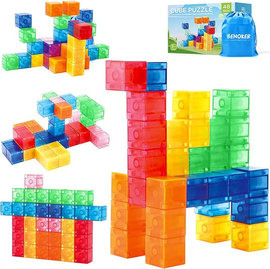 Magnetic Blocks, Magnetic Building Blocks for Toddlers 3+, Montessori Toys Preschool STEM Educational Sensory Magnet Tiles for Kids Boys and Girls Classroom Must Haves