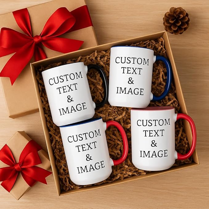 Customized Photo Mug with Personalized Text Upload Your Image with Different Designs