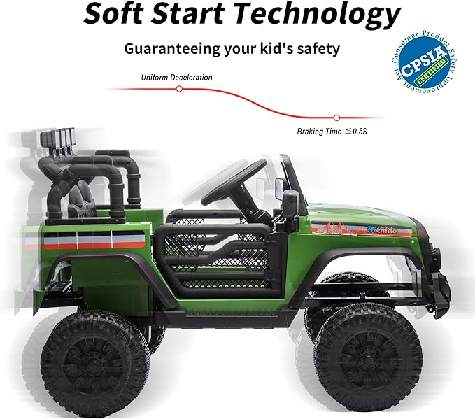 12V Kids Ride on Car Truck, Kids Electric Vehicles Car Ride on Toy w/Remote Control - Army Green