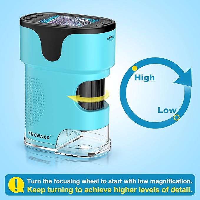 1000X Pocket Microscope for Kids - 4K 2.0" Screen, Digital Mini Scope with Slides Kit, Rechargeable Lab Handheld Portable Microscopes for Kids 4-12 Students Teens