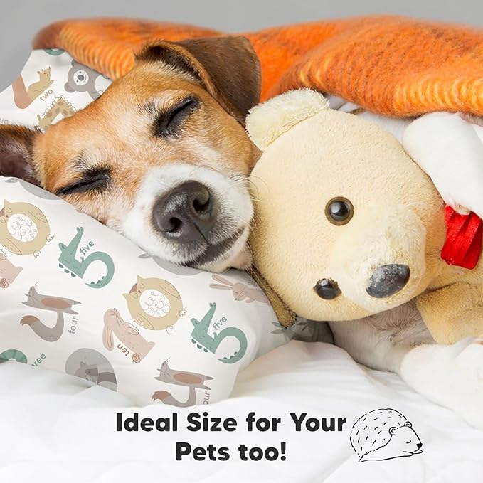 KeaBabies Toddler Pillow with Pillowcase, Jumbo 14X20 - Soft Organic Cotton Toddler Pillows for Sleeping - Machine Washable - Perfect for Travel, Toddler Bed Set (Wild Count)