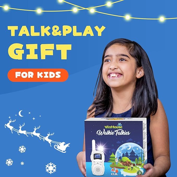 Wishouse Walkie Talkies for Kids Adults Rechargeable 4 Sets with 2 USB Chargers|4X3000mAh Batteries|Lanyards|Family Walky Talky Long Range for Hiking Camping|Xmas Birthday Gift|Boys Girls Present