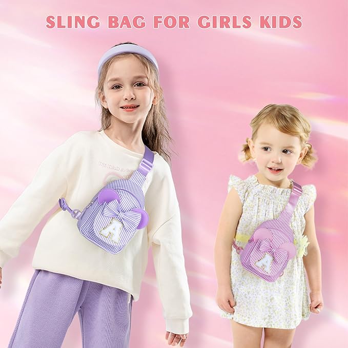 Small Sling Bag, Personalized Bags for Girls, Gifts for Girls Kids, Girl Friend Daughter Birthday Gift for Kids Daughter Sister Girl Gifts Trendy Stuff Belt Sling Shoulder Bag (Purple V)