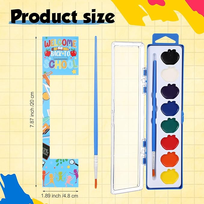 24 Pcs Apple Style Watercolor Painting Set for Kids 8 Washable Colors with Brush Watercolor Painting Set Gift Party Supplies Back to School Party Gift Exchange