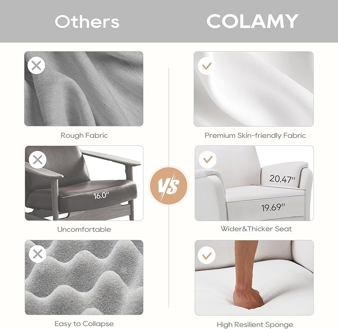 COLAMY Swivel Recliner Chair with Footrest, Rocker Glider Chair High Back with Double-Layer Cushion, Rocker Recliner for Nursery & Living Room, Bedroom, White