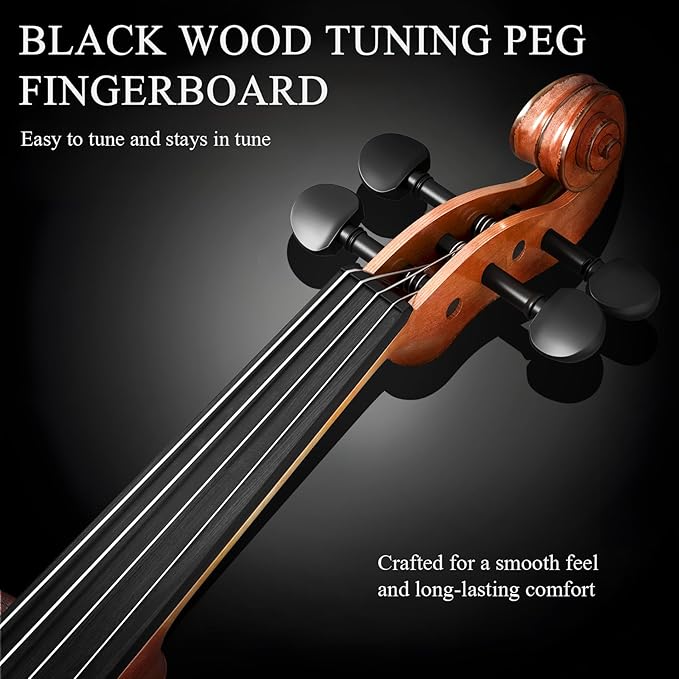 1/4 Beginner Violin Kit, Complete Violin Set with Case, Bow, Rosin, Natural